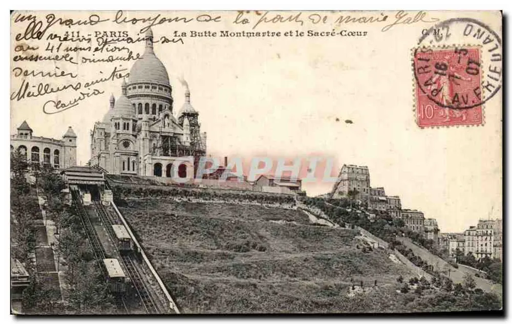Le Butte Montmartre und der Sacré-Cœur — Paris — unbekannter Verlag, Seriennummer nicht sichtbar - Vorderseite