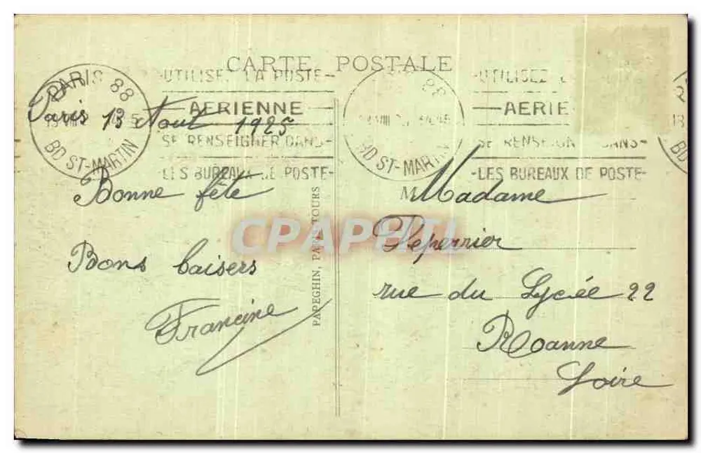 Paris - L'Arc de Triomphe und die Grabstätte des Unbekannten Soldaten — A.P. n°444 - Rückseite