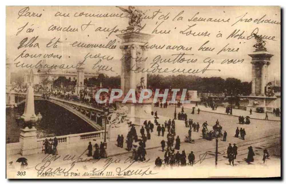 Paris — O Ponte Alexandre III — vista panorâmica — editor Paris, n° 303 - Frente