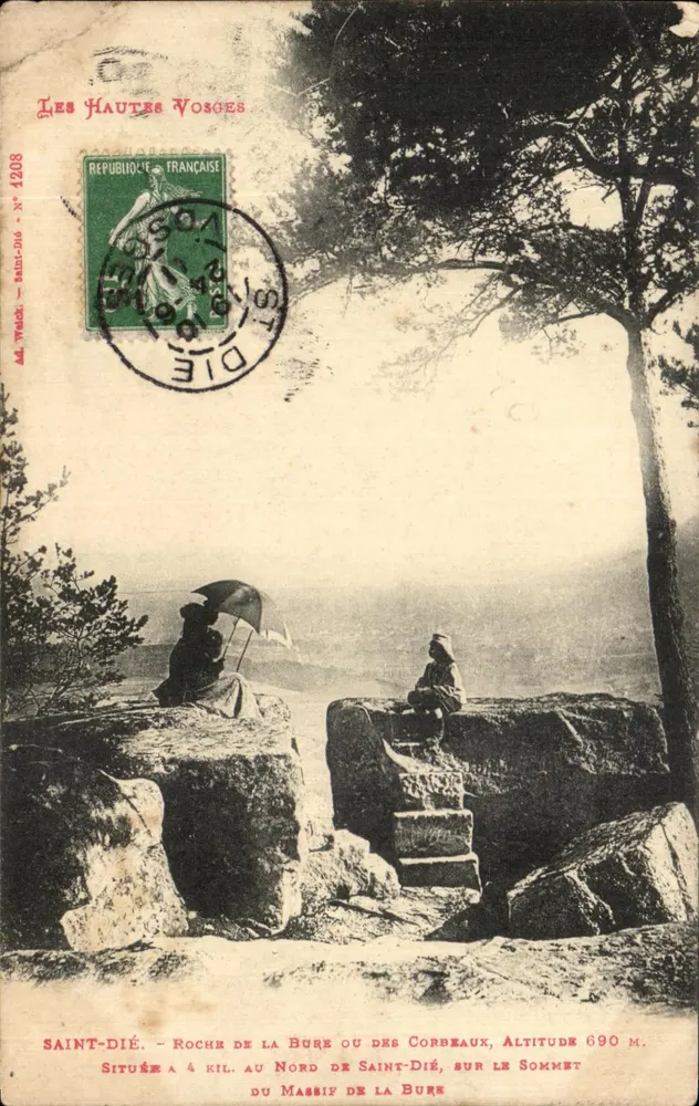 Saint-Dié — Rocher de la Bure oder der Corbeaux, Gipfel des Massivs der Bure — Herausgeber AL. WIECHT, Nr. 1208 - Vorderseite