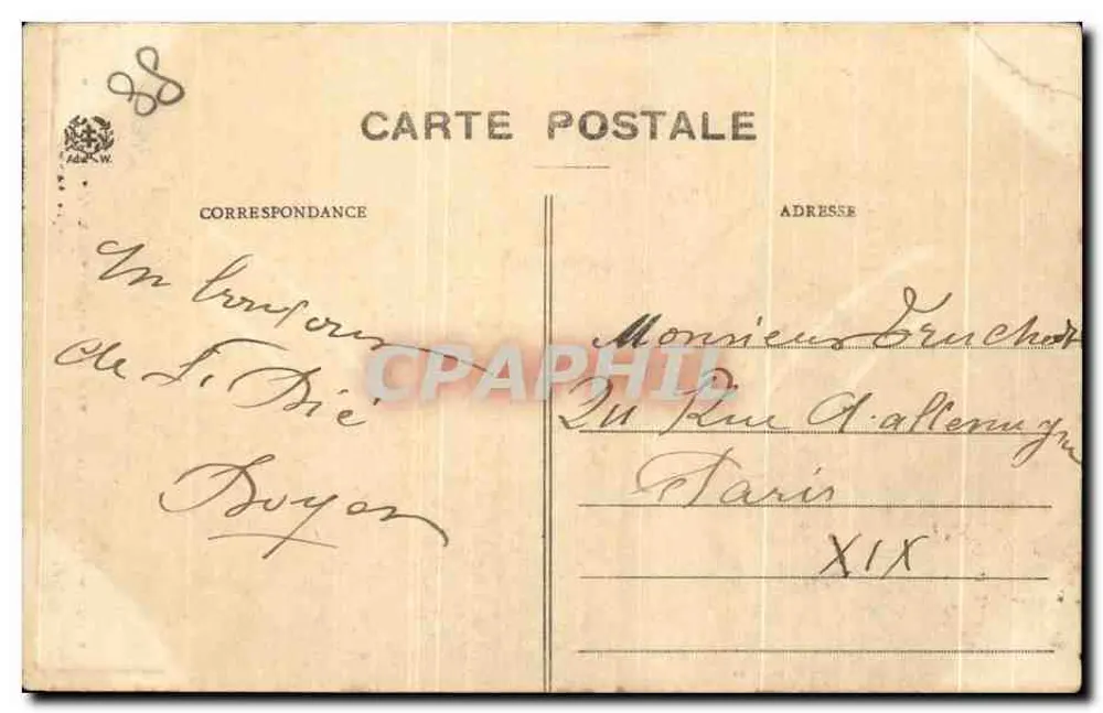 Saint-Dié — Rocher de la Bure oder der Corbeaux, Gipfel des Massivs der Bure — Herausgeber AL. WIECHT, Nr. 1208 - Rückseite