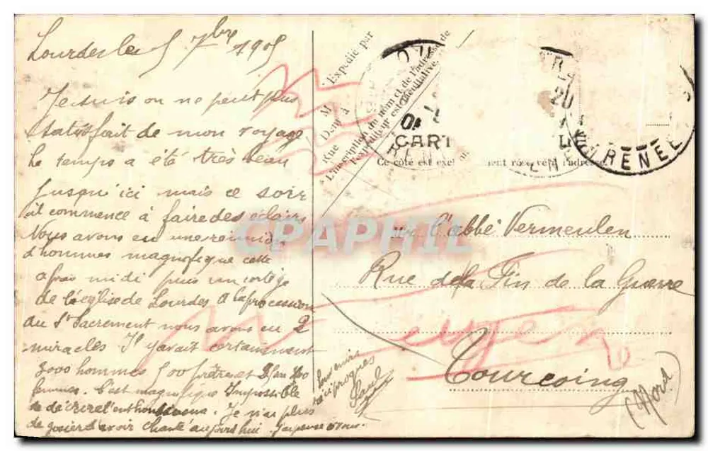 Lourdes — Allgemeiner Blick auf die Basilika vom Fort aus — Paris Nr. 1748 - Rückseite