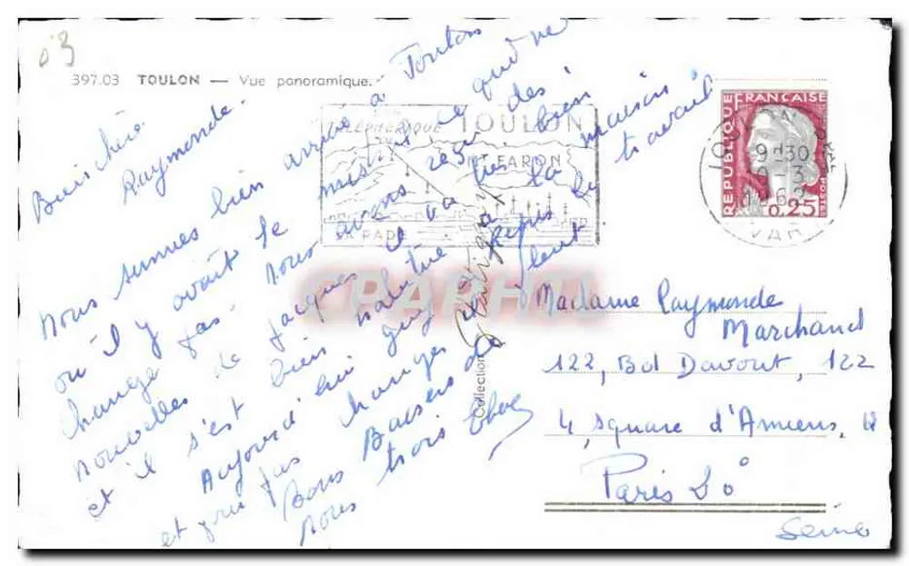 Toulon — Vista panorâmica — editor desconhecido, n° 397.03 - Verso
