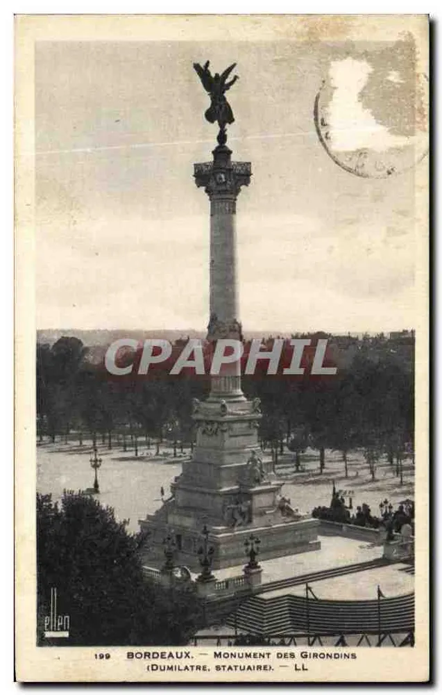 Bordeaux — Monument des Girondins (statuaire) — Éditeur : LL, n° 199 - Frente