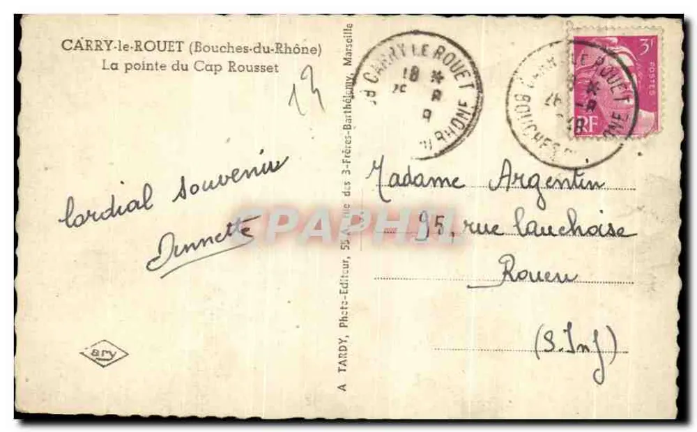 A ponta do Cap Rousset — CARRY-le-ROUET (Bouches-du-Rhône) — Ary, Photo-Editeur, Marselha - Verso