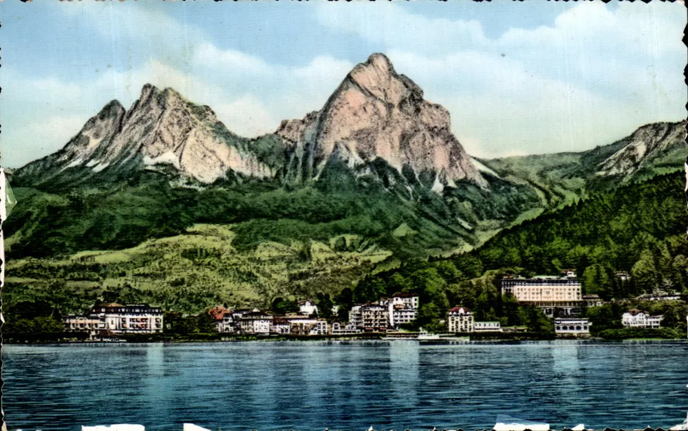 Les Mythen — vista del lago y de las montañas — Photoglob - Wehrli A.G. Zürich, n°40 - Anverso