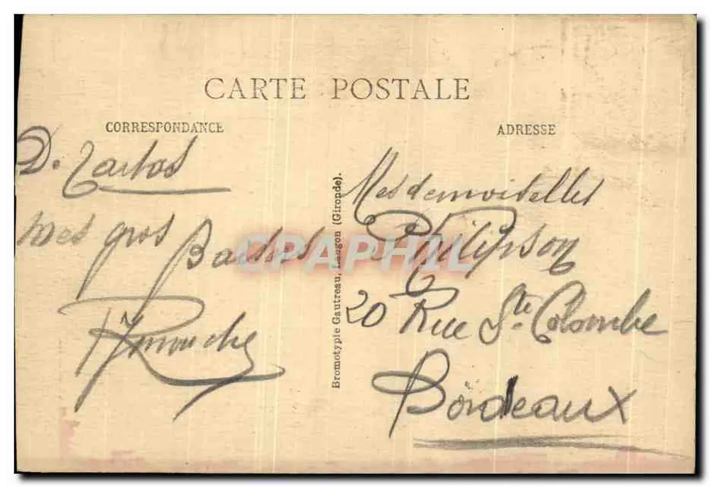 Femme âgée — devant un porche — Bromokypie Gautreau, Laugon - Verso