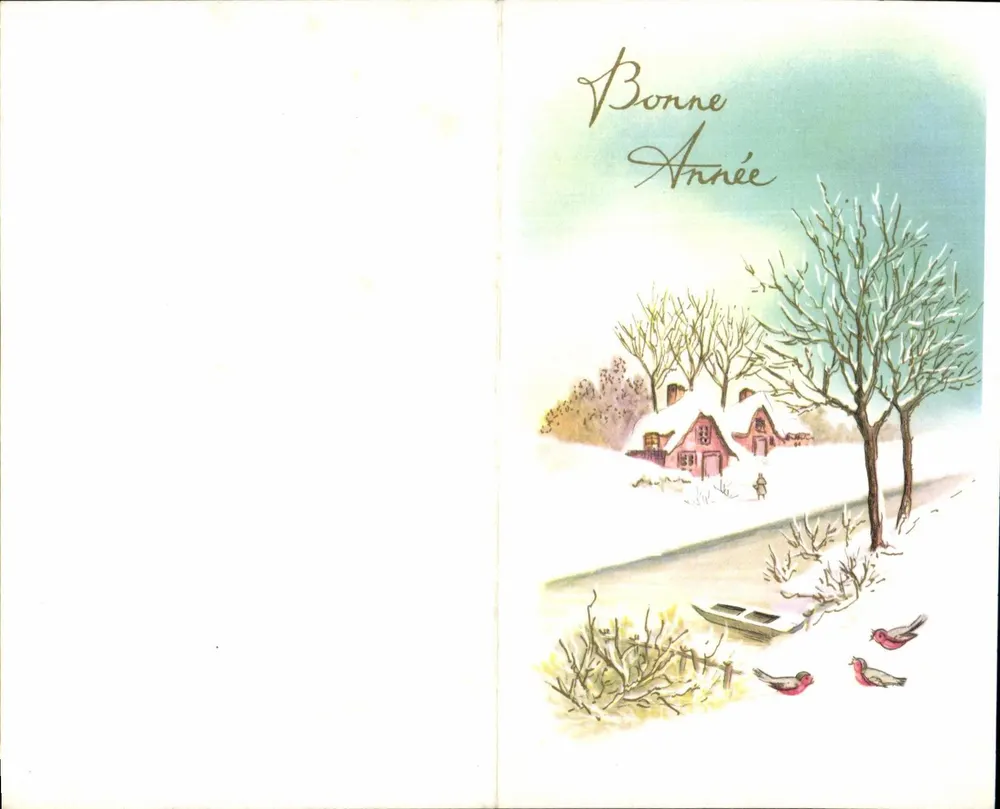 Paisagem invernal — Boa Ano — carta postal - Frente
