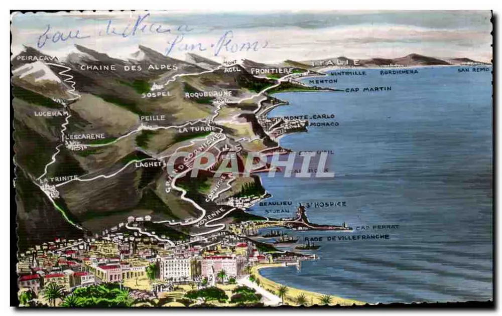 Panoramablick von Nice nach San Remo — Éd. AJAX, N°1410 - Vorderseite