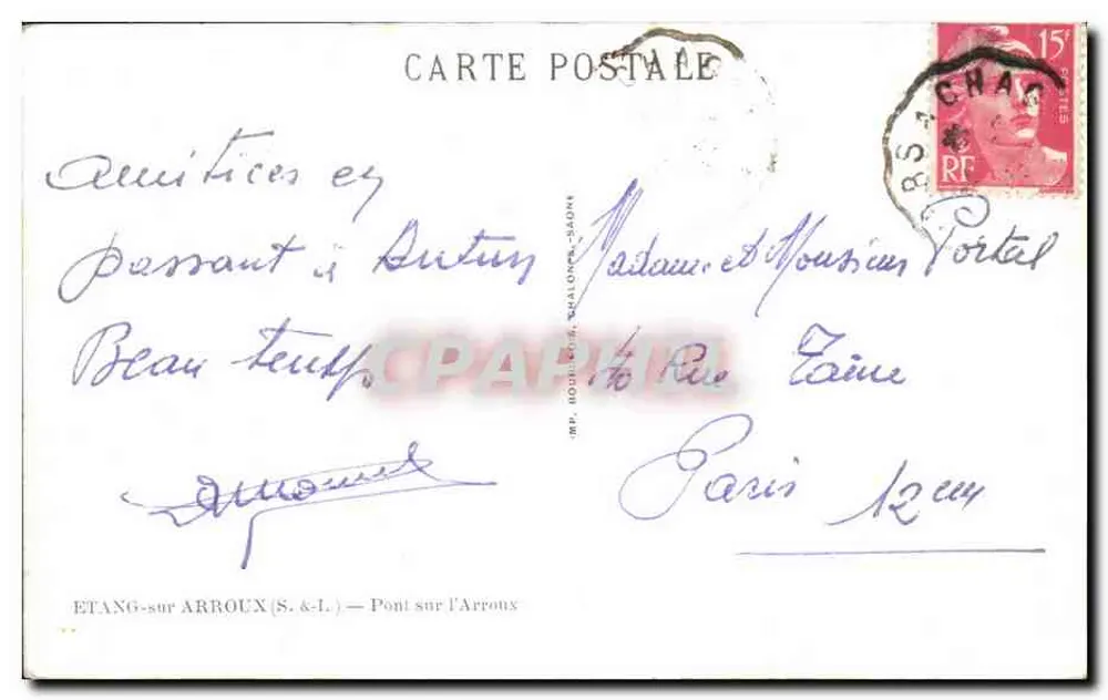Ponte sobre o Arroux — Étang-sur-Arroux — editor Aris - Verso