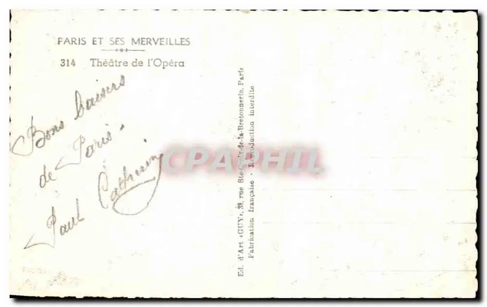Operntheater — Paris — Art GUY Edition - Rückseite
