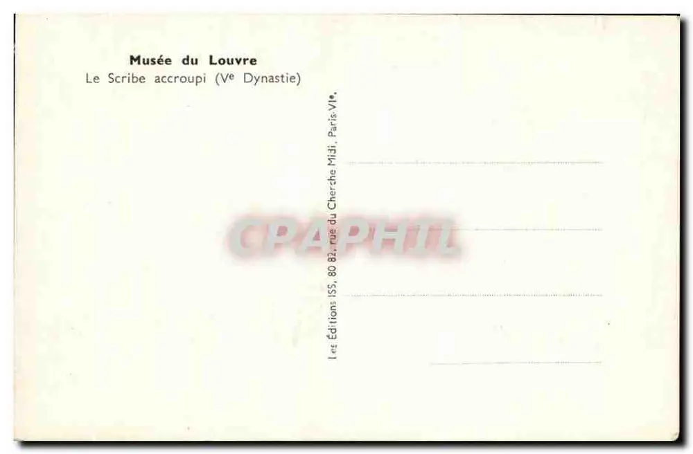Escritor ajoelhado — Vᵉ a VIᵉ Dinastia — Les Éditions du Louvre, 80, rue du Cherche-Midi, Paris - Verso