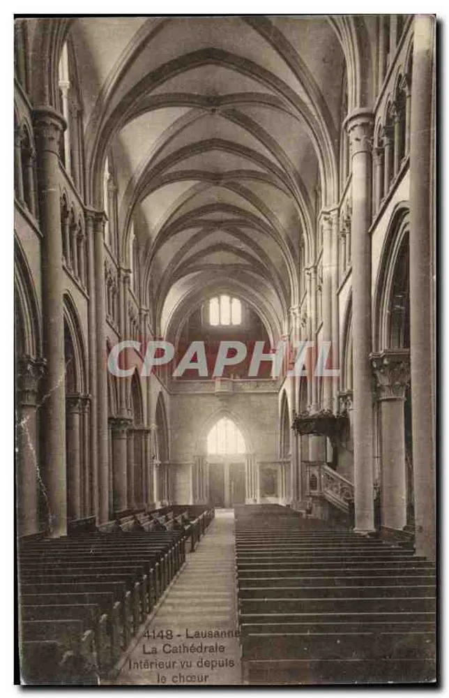 Lausanne — Intérieur de la Cathédrale vu depuis le chœur — Éditions Louis Burgy, n°4148 - Vorderseite