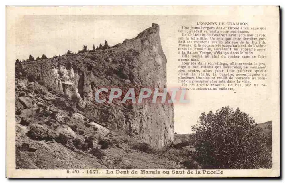 Der Zahn des Moores oder Sprung der Jungfrau — Legende von Champon — J. Gouttefanges, Olliers (P.-de-D.) - Vorderseite