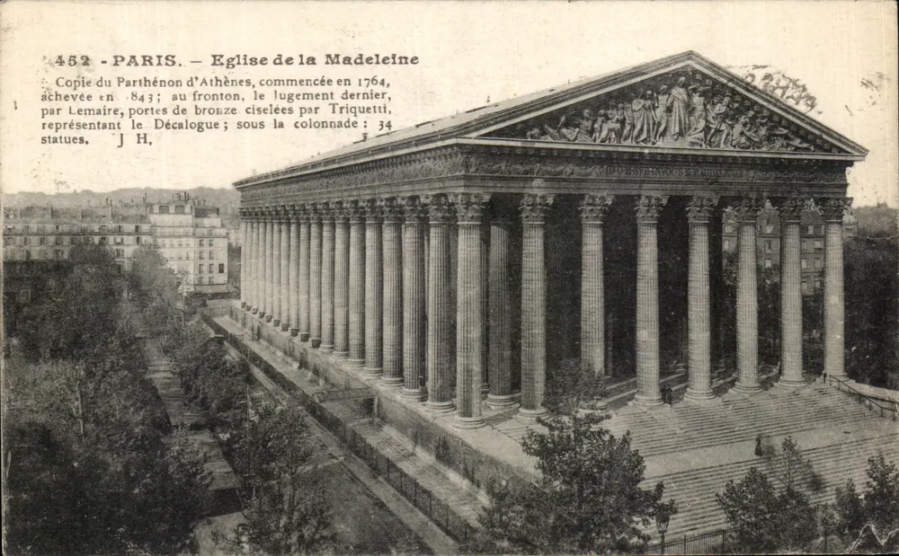 Igreja da Madeleine — Cópia do Partenon de Atenas — L. Boccon, editor, n° 462 - Frente