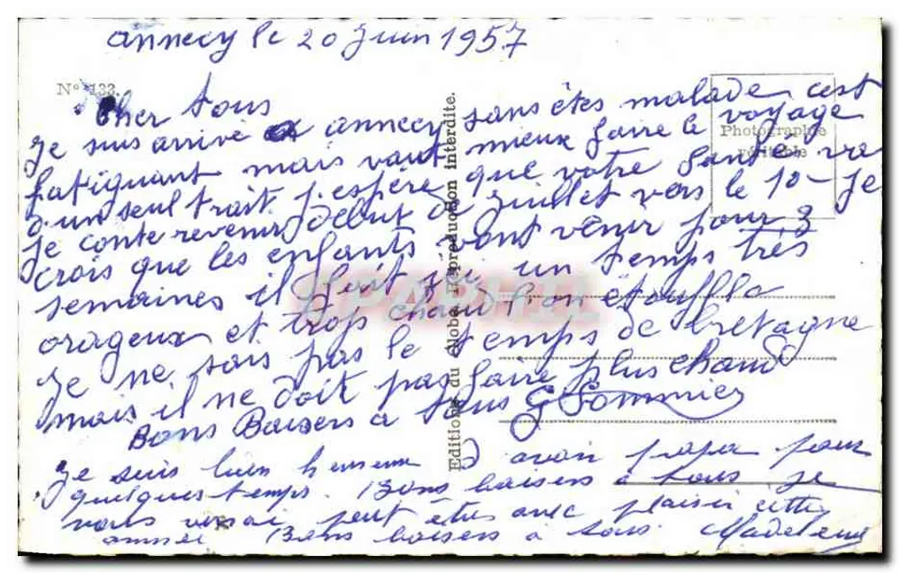 Annecy e seu lago — vista panorâmica e cenas locais — Edições da Nébula, n°133 - Verso