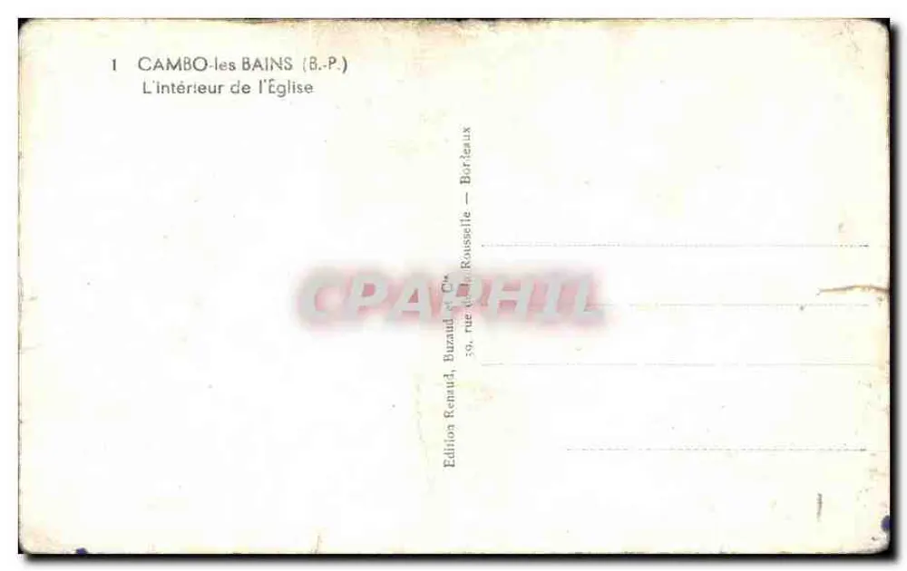Cambo-les-Bains — Innenraum der Kirche — Éditions Buzard et Cie, Bordeaux - Rückseite