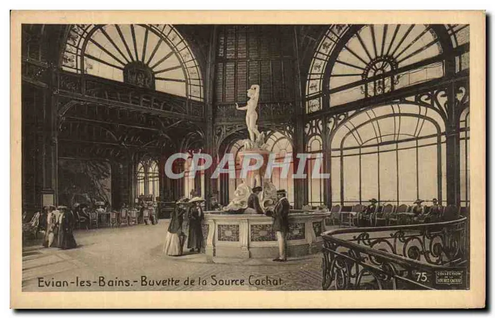 Evian-les-Bains - Buvette da Fonte Cachat — Editora: Coleção Solvay-Caumont, n°75 - Frente