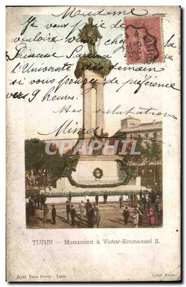 Turim — Monumento a Vítor-Emmanuel II — Editor Pozzo Frères, Turim - Frente