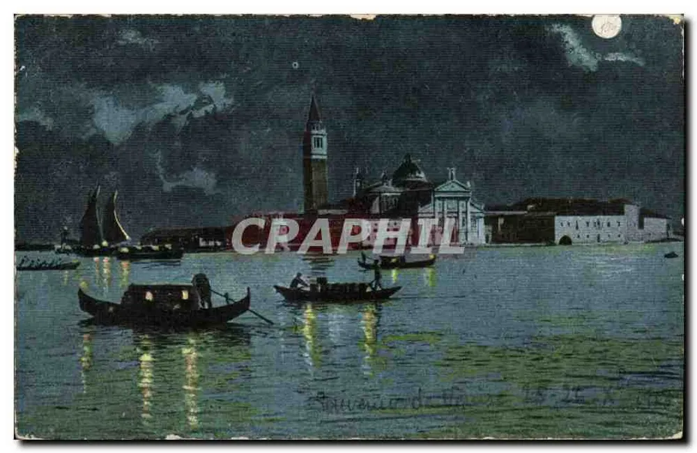 Veneza — Vista noturna de Veneza — STAMPATA N.4474 - Milano - Frente