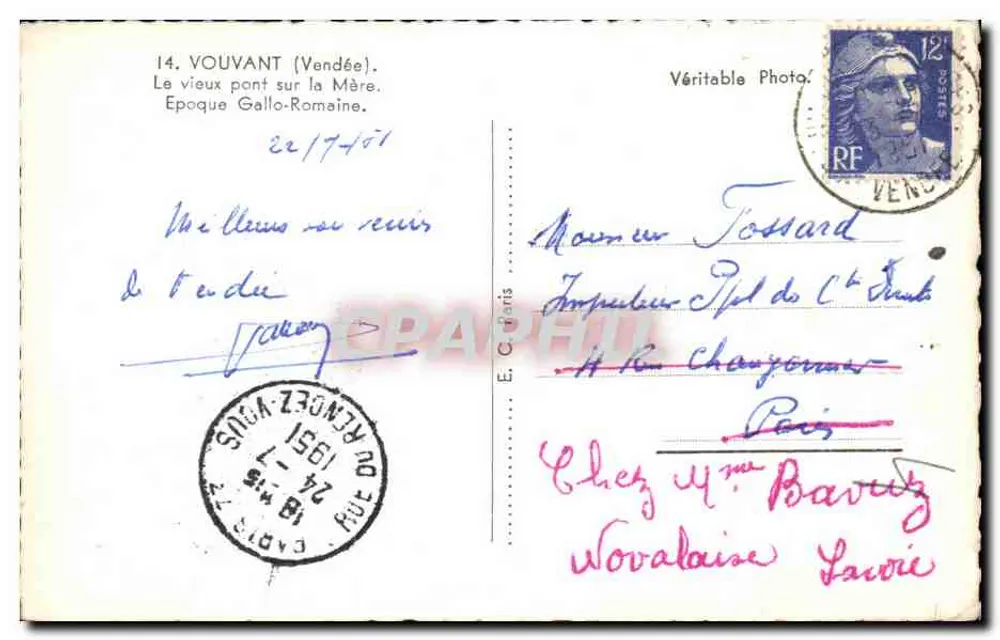 Vouvant (Vendée) — Der alte Brücke über die Mère, gallo-römische Zeit — E. G. Paris, Nr. 14 - Rückseite