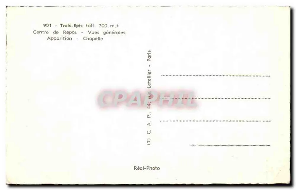 Trois-Épis — Ruhezentrum — Allgemeine Ansichten — C.A. P., 44, rue Letellier, Paris - Rückseite
