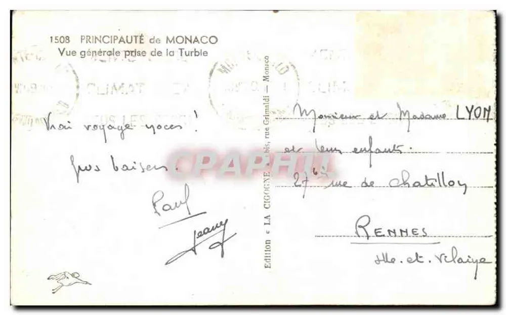 Allgemeiner Blick auf Monte Carlo — Aufnahme von Turbie — Edition La Cigogne - Rückseite