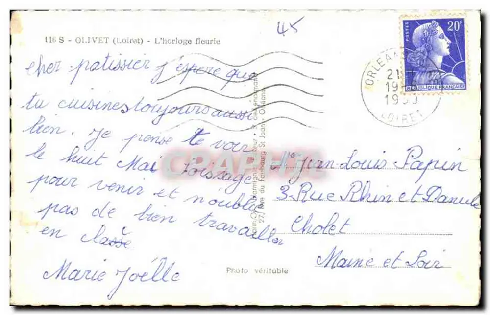 Horloge fleurie à Olivet — éditeur Harmor - Achterkant