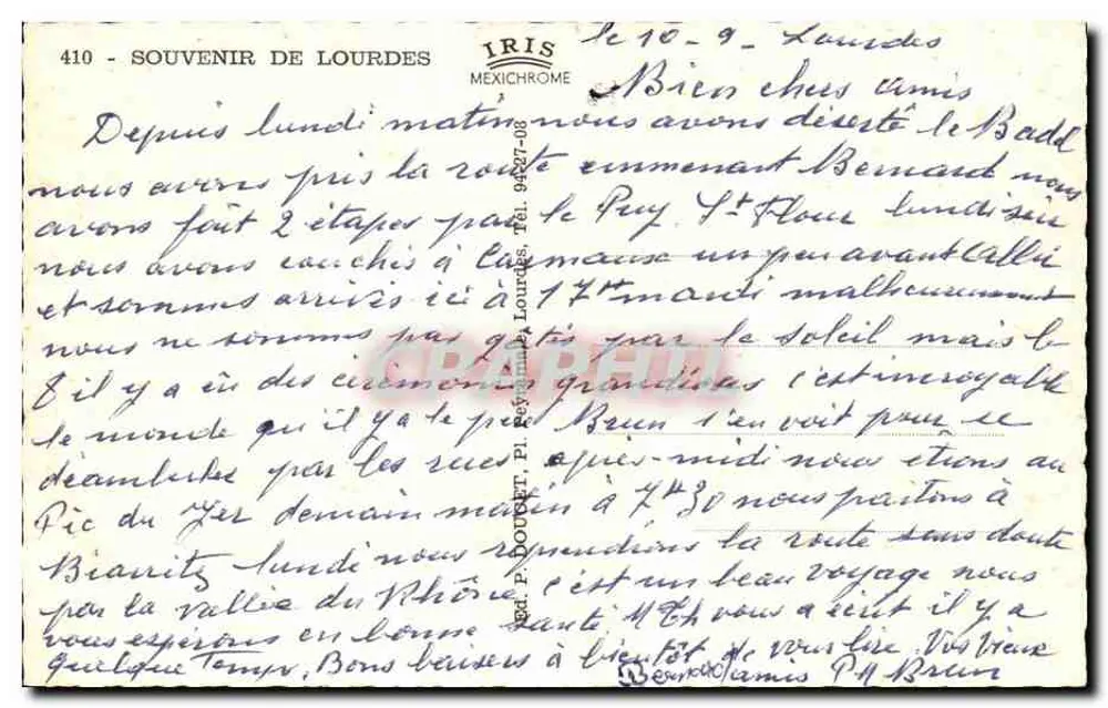 Lourdes — Erinnerung an Lourdes — Iris Mexichrome - Rückseite