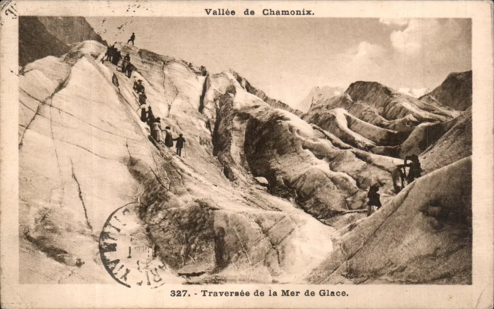 Vallée de Chamonix — Traversée de la Mer de Glace — éditeur Aug. Courtet, n° 327 - Vorderseite