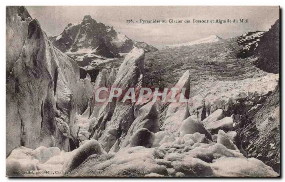 Pyramiden am Glacier des Bossons und Aiguille du Midi — Verlag: Goujilet, Fotoverlag, Chamonix — Nr. 278 - Vorderseite