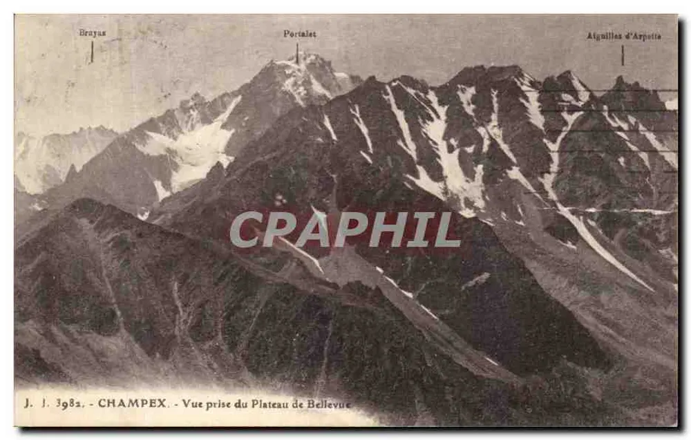 Visão tirada do Plateau de Bellevue — CHAMPEX — J. J. 3982 - Frente