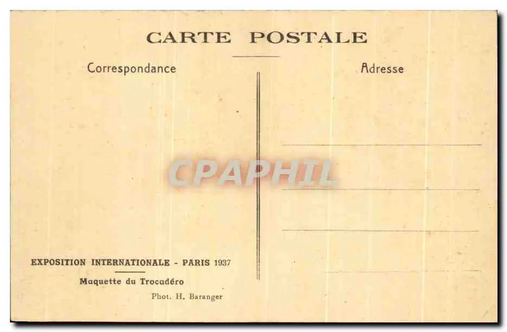 Modell des Trocadéro — Internationale Ausstellung Paris 1937 — Foto. H. Baranger - Rückseite