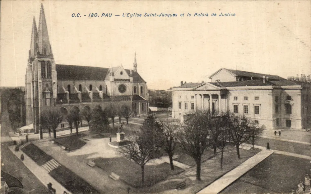 Pau — Ansicht der Kirche Saint-Jacques und des Gerichtsgebäudes — C.C. - 180 - Vorderseite