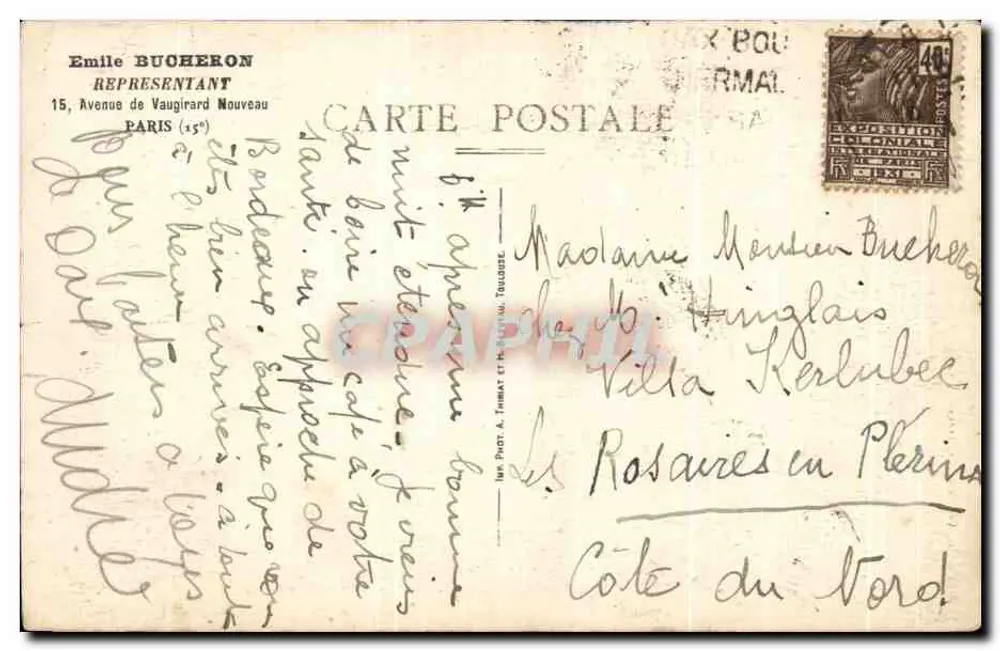 Allgemeiner Blick auf Talloires, aufgenommen von St-Germain — Édit. Vve Pugnallier, Toulouse - Rückseite