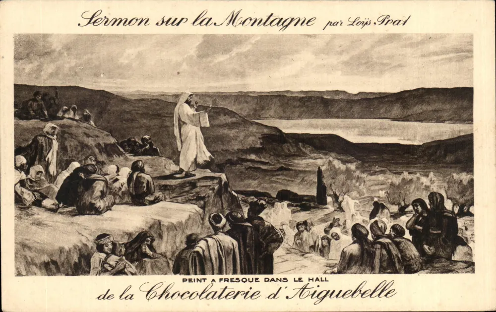 Predigt am Berg — Gemälde von Loïs Prat — von der Schokoladenfabrik Aiguebelle gespendet - Vorderseite