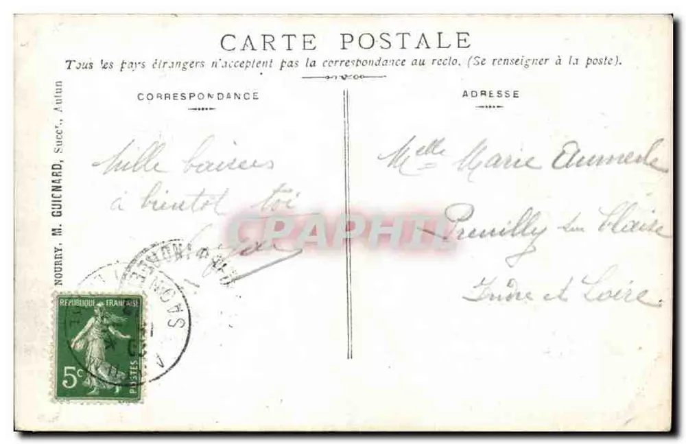 Autun - Fontaine Saint-Lazare, historisches Denkmal — Verlag Nourry, M. Guichard, Autun - Rückseite