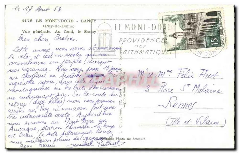 Allgemeiner Blick auf den Mont-Dore — Puy de Sancy und umliegende Berge — Verlag Elcée - Rückseite
