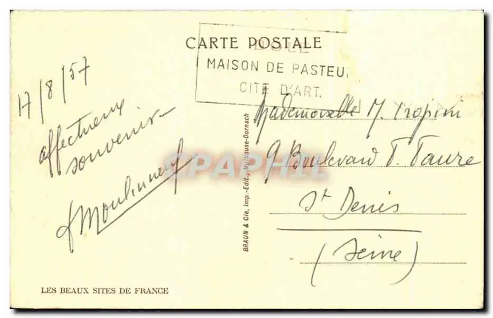 Rotaria de Morez para Rousses — Bilhete postal antigo n°5158 — Maison de Pasteu, Dornach - Verso