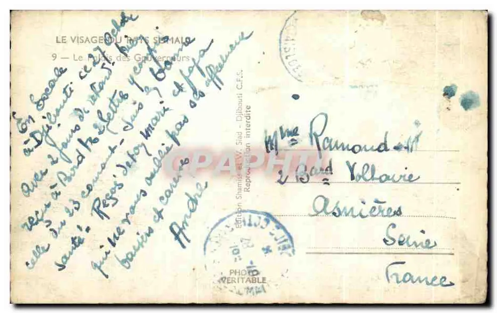 O Palácio dos Governadores — Série 9 — Edição Stanis e W. Sied — Dibbaoui - Verso