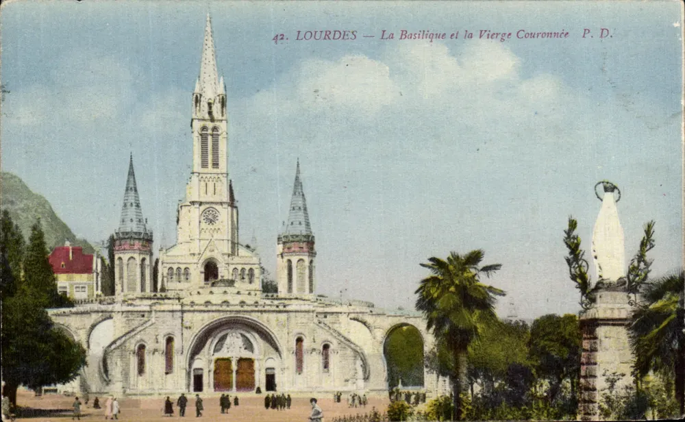 LOURDES — Die Basilika und die gekrönte Jungfrau — P.D. - Vorderseite