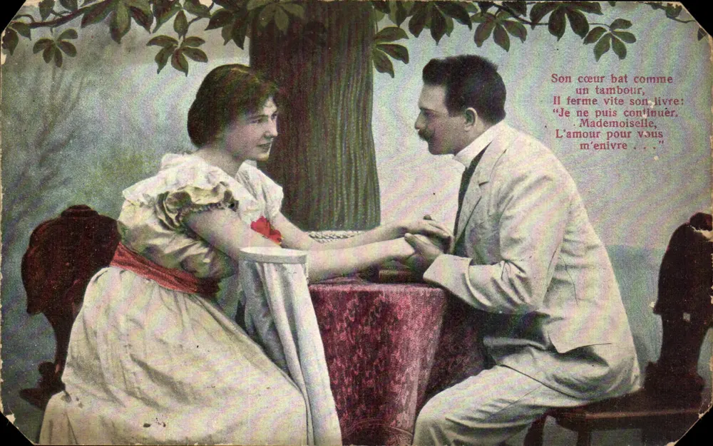 Liebe unter dem Eichenbaum — romantische Szene — unbekannter Verlag, Serie 190- - Vorderseite