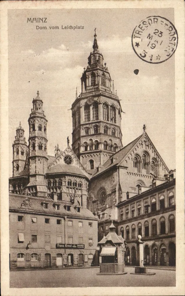 Mainz — Dóm widziany z Leichplatz — wydawca Franz Krosl - Awers