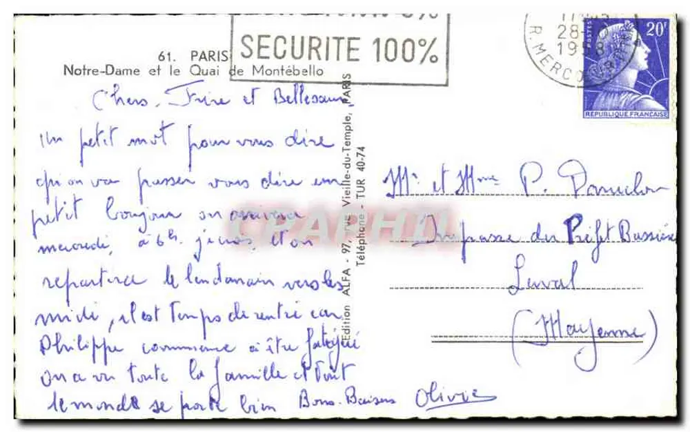 Notre-Dame de Paris — Quai de Montebello — Ausgabe ALFA n°61 - Rückseite