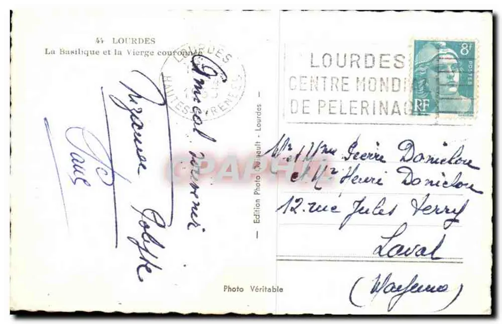 Lourdes — La Basilique et la Vierge couronnée — Édition Photo Véritable, Lourdes - Rückseite