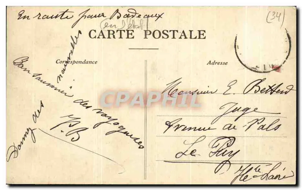 Montpellier — Palácio de Justiça — Édit. L.J. Albaille, Montpellier - Verso