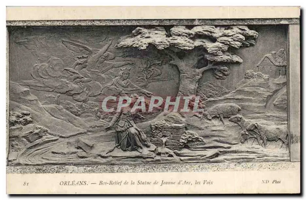 Orléans — Relief der Statue der Jeanne d'Arc, die Stimmen — ND Phot - Vorderseite