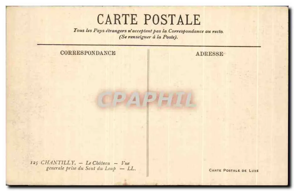 Chantilly — Allgemeiner Ausblick vom Saut du Loup — Luxus-Karteikarte - Rückseite
