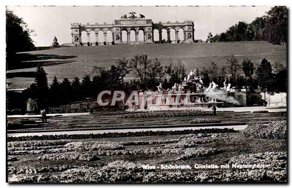 Viena - Schönbrunn, Gloriette com Neptunbrunnen - Frente