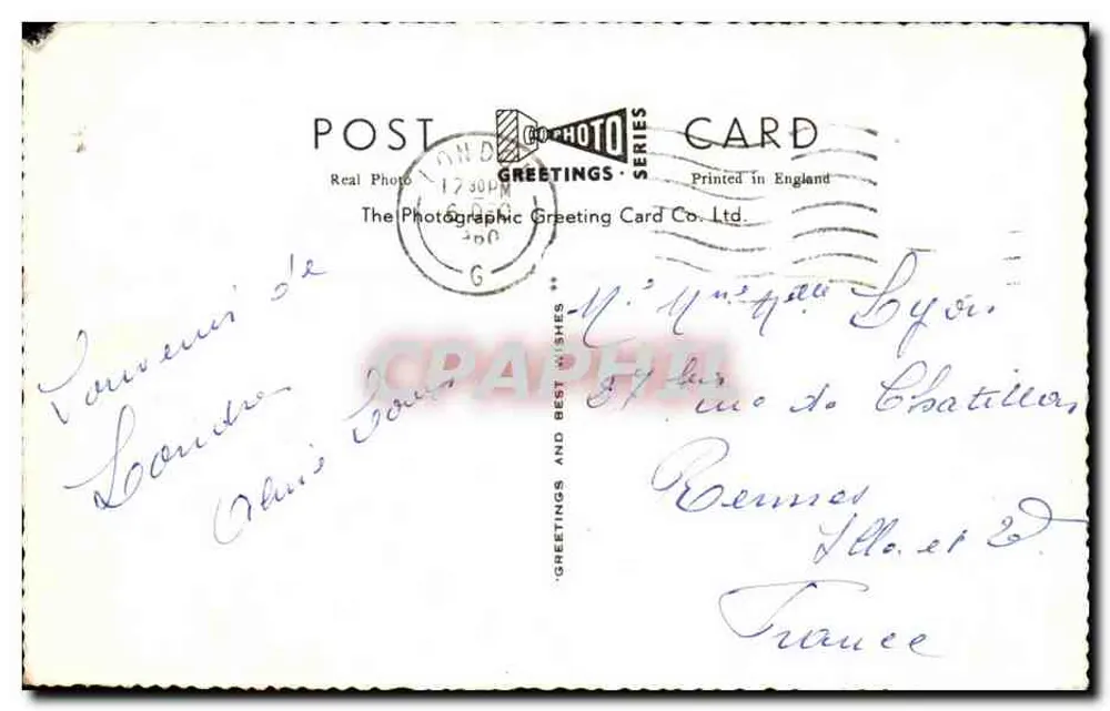 Big Ben & Roadicea Statue, London — The Photographic Greeting Card Co. Ltd. — RF.57 - Rückseite
